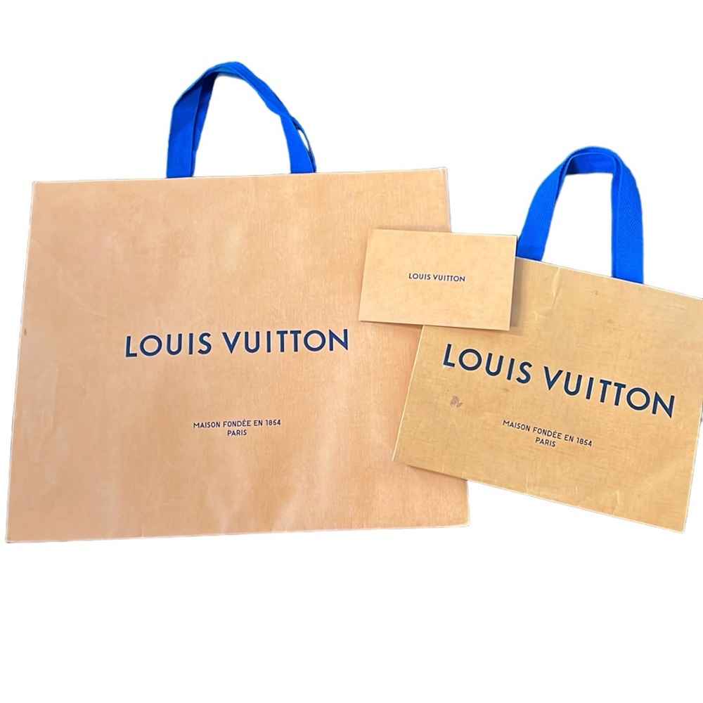 Louis Vuitton paper orange gift bag receipt holder shopping decor storage auth